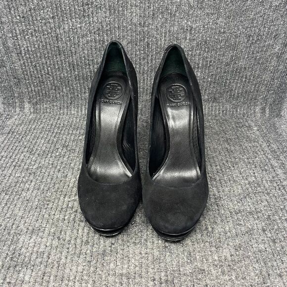 Tory Burch Jude Suede Platform Heels Pumps Black Closed Toe Women’s Size 9 M - Picture 1 of 7